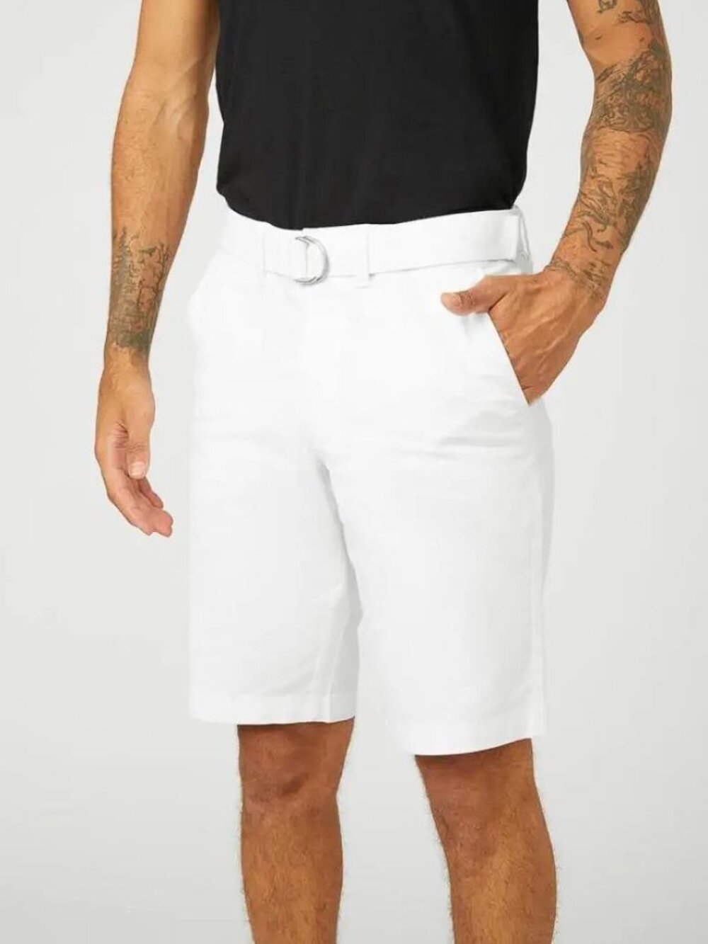 GUESS Men's Abel Stretch Flat-Front Shorts Size 29 in Pure White